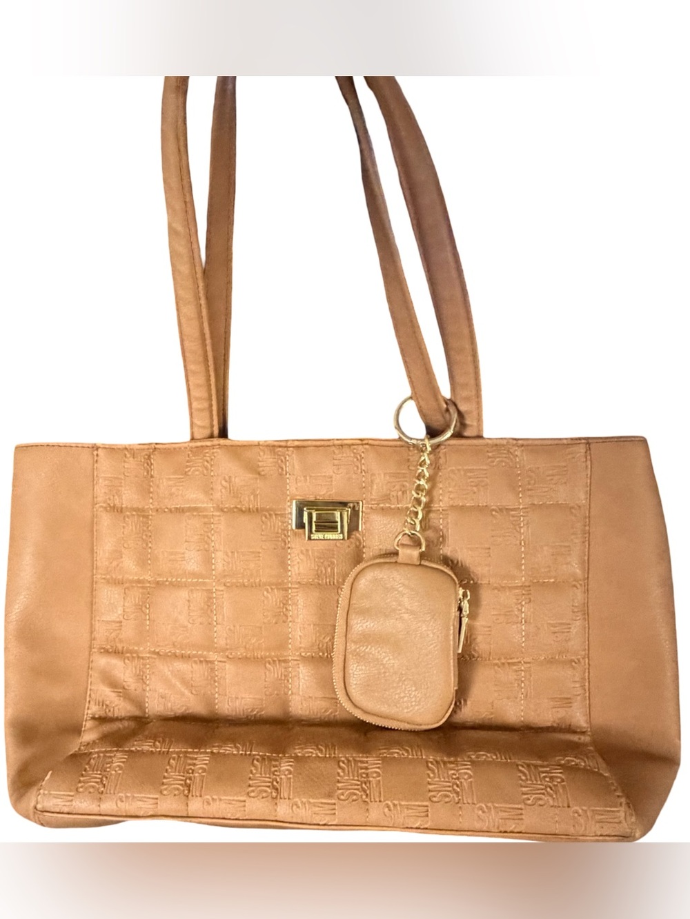 Steve Madden Tan Quilted Tote with Detachable Pouch